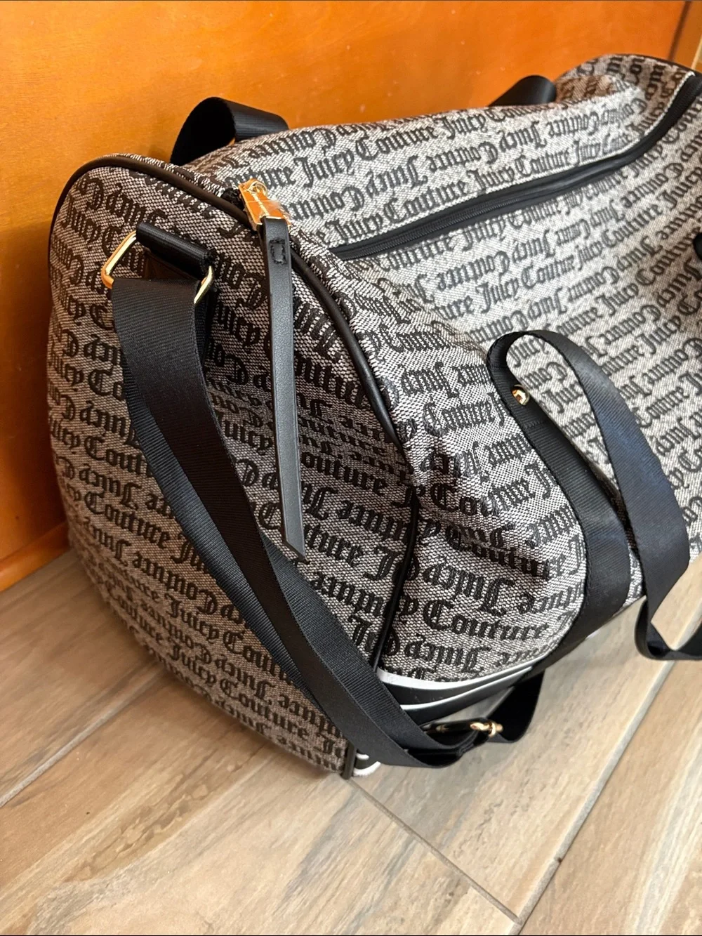 Juicy Couture Black and Gray Logo Duffel Bag